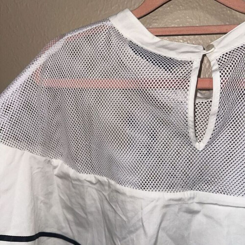 Ashley Stewart White Mesh Ruffle Trim Top Plus Size‎ 26/28 NWT - Picture 4 of 7